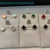 2024 Sieraden Ontwerper Merk Vanl Cleefl Arpelsstud Oorbellen Rode Agaat Witte Fritillaria Dubbelzijdig Klassiek Vierbladig Gras voor Dames 18k Rose Gouden Oorbellen