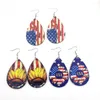 Boucles d'oreilles pendantes pour femmes, bijoux en bois, tournesol, drapeau américain, goutte d'eau, fête de l'indépendance