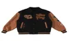 Куртки Men039s Американская уличная одежда Ретро университетская куртка Мужская одежда-бомбер с вышивкой буквами Коричневая бейсбольная форма Пальто Haraj1551636