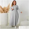 プラスサイズのドレス秋の冬スタイル3xl 4xl女性服ロングスリーブハットソリッドグレーマキシドレスポリエステルスリムフード付きカジュアルドロップd ot8vx