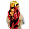 Halsdukar Summer Luxury 90x90cm Silk Hijab Design Beach Headscarf 2024 Women Sunscreen Fashion for Model Square Shawls