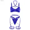 SEXE SET LATEX Cuir Lingerie Sexy Push Up Bra Teddies Bodys Plus taille Femmes Costumes creux Costumes érotiques CORNO CORSETS GARTER 24322