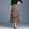 Skirts High Waist Long Mesh Skirt Posy Double-Layered Elastic Midi A-lineFemale Skir Gothic For Women