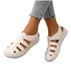 Sandalias Moda de verano Hueco Fondo plano Color sólido Zapatos de tenis casuales para mujeres Soporte de arco