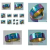 Band Rings 25Pcs English Lords Prayer Cross Mens Rainbow Stainless Steel Jewelry Lots Drop Delivery Ring Dhgarden Dhfta