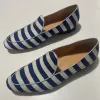 Stövlar retro marin loafer skor man rund tå blå rand glid på lägenheter manliga mode casual skor