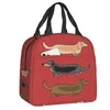 Kawaii Dachshund Dogs Insulated Lunch Tote Bag for Women Wiener Sausage Dog Portable Cooler Thermal Bento Box Work School Travel 240313