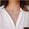 Collares colgantes Diamante para mujeres Delicado 14K Chapado en oro Collar largo Lariat Simple Cz Gargantilla Joyería de moda Regalos Chicas Drop Deliv DH41C