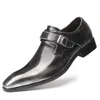 Kleid Schuhe Mode Männer Schwarz Braun PU Leder Slip On Mann Formale Anzug Schuhe mit Schnalle Luxus Designer Loafer