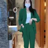 Calças de duas peças femininas conjuntos de peças verdes para mulher roxo calças largas ternos capris e roupas blazer 2 calça conjunto luxo casual xxl