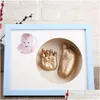 Souvenirs DIY Born 3D Main Pied Moule Po Cadre Bébé Plâtre Kit de Moulage Stéréo Clone Empreinte de Main Empreinte Argile Douce Tampon Encreur Souvenirs Dro Otcz2