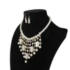 Halsbandörhängen Set 2024 Fashion Fringe Shaped Imitation Pearl Clavicle Chain Simple Atmospheric Jewelry