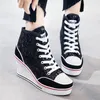 Casual Shoes 2024 Korean Edition 8cm High Rise Wedge With Sequin Lace Up Matsuke Sole Fashion Thick Top