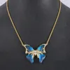 Chaînes Accessoires européens et américains en gros romantique rêve bleu papillon mode collier chaîne de clavicule