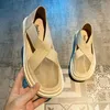 Casual Shoes Air Mesh Cross Elastic Band Flats Woman Espadrilles Slip On Thicken Soled Loafers Cut Out Breatble Sneaker Women 2024