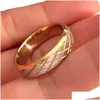 Anillos de banda al por mayor 36 piezas para hombre para mujer Patrón de rejilla Ajuste cómodo 6 mm Bordes biselados de acero inoxidable Nuevo diseño Moda vintage Dhgarden Dh8Av