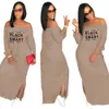 RETAIL Summer Plus Size 3xl Womens Clothing Maxi Dresses For Woman Short Sleeve Letter Printed Split Causal Sexy Dress