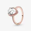 Anelli a grappolo Gioielli da donna Argento sterling 925 Anello classico in oro rosa Serie Gocce d'acqua scintillanti Fascino della corona Regali squisiti