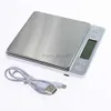 Hushållsskalor USB -laddning 3 kg/0,1 500g/0,01 mini Precision LCD Digital kök elektroniska skalor Viktbalans TEA BAKTIUM Batteri 240322