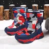 أحذية المشي 2024 Winter Children Sports Camo Snow Boots Warm Cotton Outdoor Anti Slip