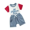 Ensembles de vêtements 4 juillet bébé garçon tenue à manches courtes t-shirt shorts ensemble vêtements d'été pour tout-petits