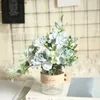 Nep bloemen groen Kunstbloemen Goedkope nep-pioenbruid met planten Vazen voor tafeldecoratie Woondecoratie Accessoires Kerstknutsels Y240322