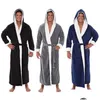 Mens Sleepwear Men Bathrobe vinter förlängda P sjal badrock hemkläder långärmad kappa badjas 35 droppleveranskläder underwe otgn2