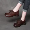 Chaussures décontractées Nostalgie Cuir de vachette souple Ballerines pour femmes Danse Cuir Marron Noir