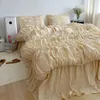 Coreano estilo princesa conjunto de cama com pompom capa edredão rainha tamanho consolador conjuntos cama dupla tamanho roupa 240318