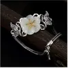 Charmarmband Uglyless Real S 925 Sterling Silver Jewelry Romantic Plum Flower Natural White Jade Women S Snake Chains Bijoux L240322