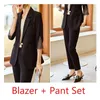 Women's Two Piece Pants Fashion Ladies White Blazer Women Pant Suits Jacket Business Work Office Uniform OL Style