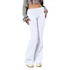 Kadınlar Sıradan Pantolon Düz Renk Yüksek Bel Spor Moda Allmatch Street Flare Long Pantalones de Mujer Y2K 240309