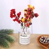 Decoratieve Bloemen 1pc 18cm Kunstmatige Rode Bessen Kerst Stengels Voor Winter Home Decor Waterdichte Bessentakken Decoratie