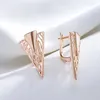 Dangle Earrings Wbmqda Hollow Geometric Drop For Women 585 Rose Gold Color Natural Zircon Daily Party Fine Jewelry Accessories