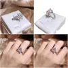 Cluster Rings S925 Sterling Sier Natural VVS1 Diamond Ring For Women Fine Band Pure Females Gemstone Jewellry Drop Delivery Smycken otuns
