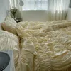 Coreano estilo princesa conjunto de cama com pompom capa edredão rainha tamanho consolador conjuntos cama dupla tamanho roupa 240318