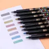 8pc Ustaw Metalli Color Pen Art Marker pędzel Pen MARK PITERTE STUTERery Student Office School Supplies Kaligrafia 240320