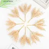 Faux Floral Greenery 6 Pcs Plantas Artificiais Dourado Prateado Falso Ramo Para Grinaldas De Árvore De Natal Casa Caixa De Doces Acessórios Decoração De Arco De Casamento Y240322