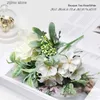 Faux Floral Greenery 5Head Rose Bouquet Artificial Peony Silk Flowers DIY Pink Hydrangea Plastic Fake Flowers Wedding Decoration Table Centerpieces Y240322
