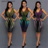 Grundlegende Casual Kleider Sexy Frauen Sommer Verband Kleid Neue Stil Regenbogen Farbe Bodycon Abend Party Kurze Mini Kleider Heißer Verkauf paket Hüfte Kleid Q240322