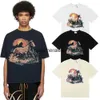 Męskie koszulki 24ss Summer Nowy krok koni Sunset Drukowana koszulka dla męskiej pary moda Wysokiej jakości Ultra Fine Cotton Casual Top H240401