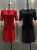 Fashion Runway Spring Summer Dress Red Black Colour Flower Appliques High Street Women Mini Vestidos