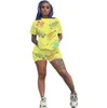 European American hot selling women's sexy letter printing imitation cotton short-sleeved shorts two-piece suit