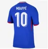 2024 25 fã Jersey de futebol francês Benzema Giroud Mbappe Griezmann Saliba Pavard Kante Maillot de Foot Equipe Away Kids Kit Jersey Futebol Cirche