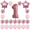 Decorazione per feste Primo bianco Palloncini di buon compleanno Numero di stagnola Ballon 1 ° Decorazioni per bambina maschia Le mie forniture per 1 anno Oro rosa