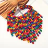 Chains Unique Party Necklace Personality Colorful Beads Boho Multicolor Tassel Wood Beaded Bib Decoration