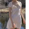 Partykleider Sommer Weiße Baumwolle Minikleid Frauen 2024 Mode V-Ausschnitt Puffärmel A-Linie Vestidos Femme Casual Streetwear Chic Niedlich