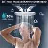 Pdpbath Large 10 Inch Rain Head, 8-setting Rainfall Showerheads, High Pressure Shower Heads with 360° Adjustable Brass Swivel Ball Joint, Tool Free