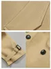 가을 여성 긴 단단한 트렌치 코트 클래식 클래식 더블 가슴 라벨 재킷 벨트 240309