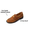 Casual Shoes Ochanmeb Women Genuine Leather Penny Loafers Gold Metal INS Trendy Slip-ons Flats Brown Cow Suede 2024 Spring Autumn